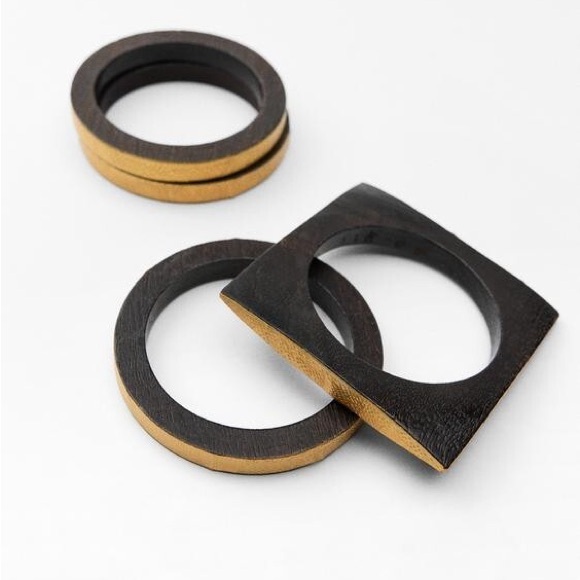 Zara Gold Mango Wood Bracelets Set - Picture 3 of 4